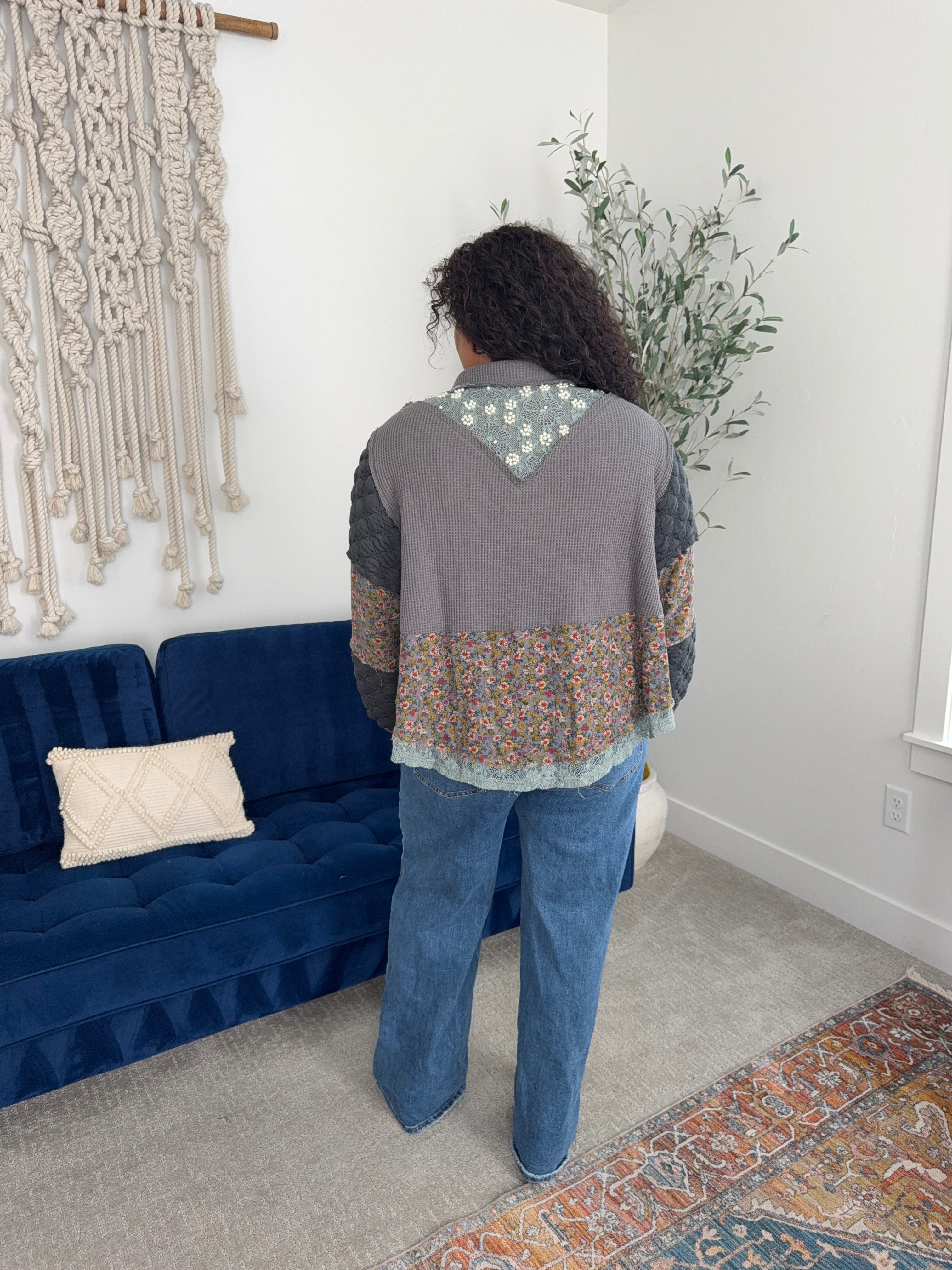 Women's Fall 2025 Boho quilted sweater