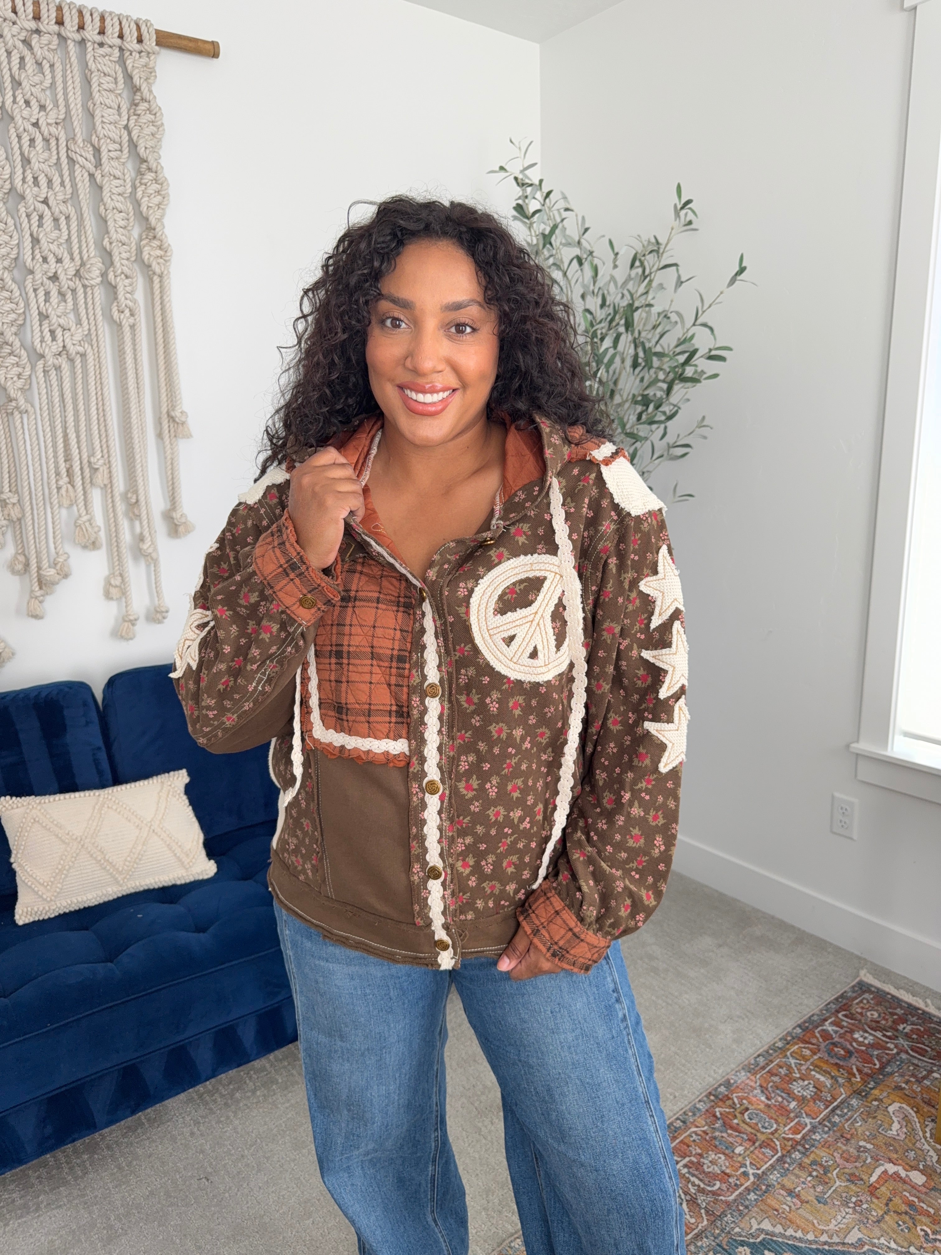 Women’s POL patchwork boho hoodie Fall 2025
