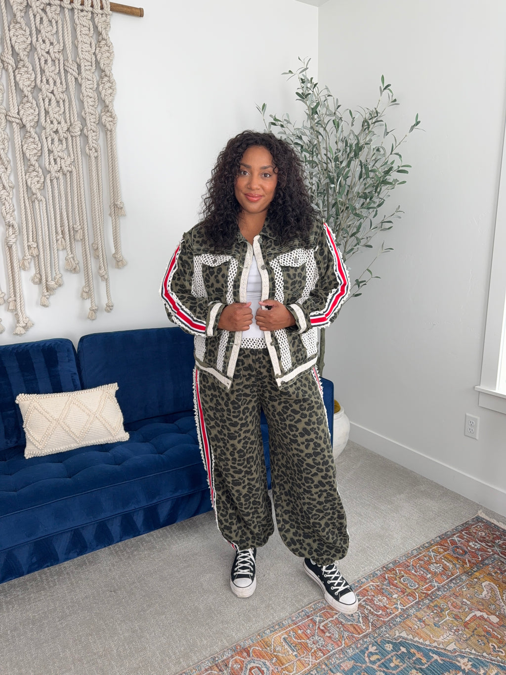 POL Olive Green Crochet Jacket