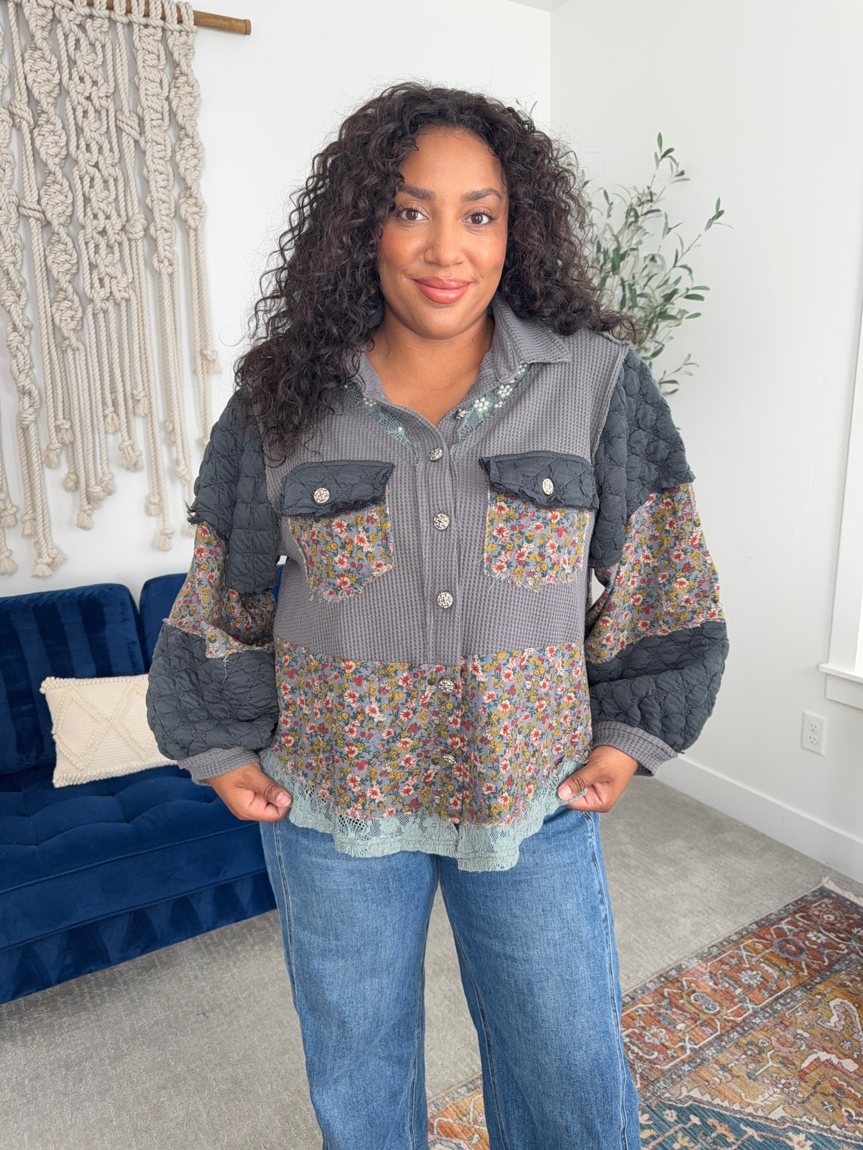Women's Fall 2025 Boho quilted sweater