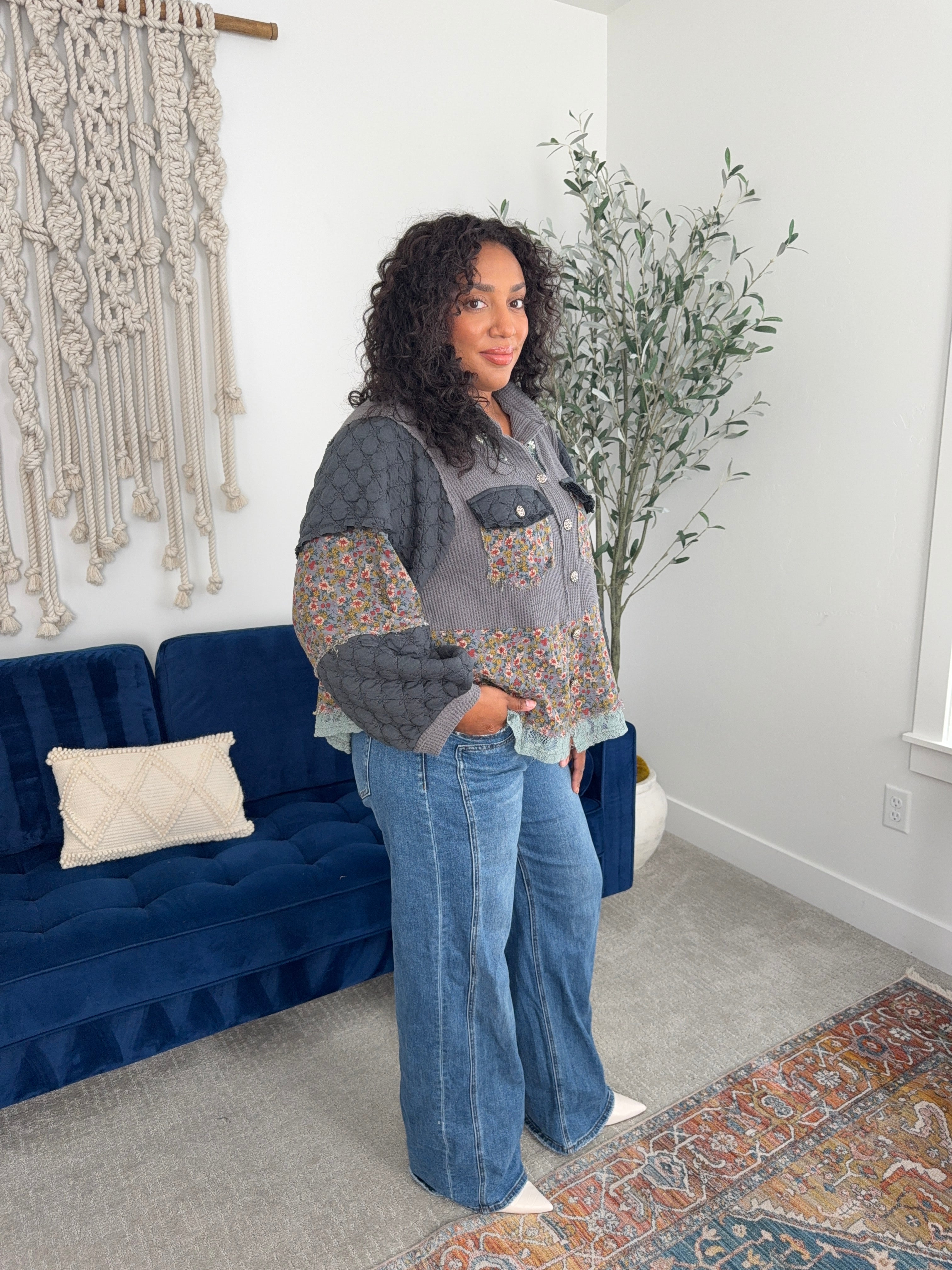 Women's Fall 2025 Boho quilted sweater
