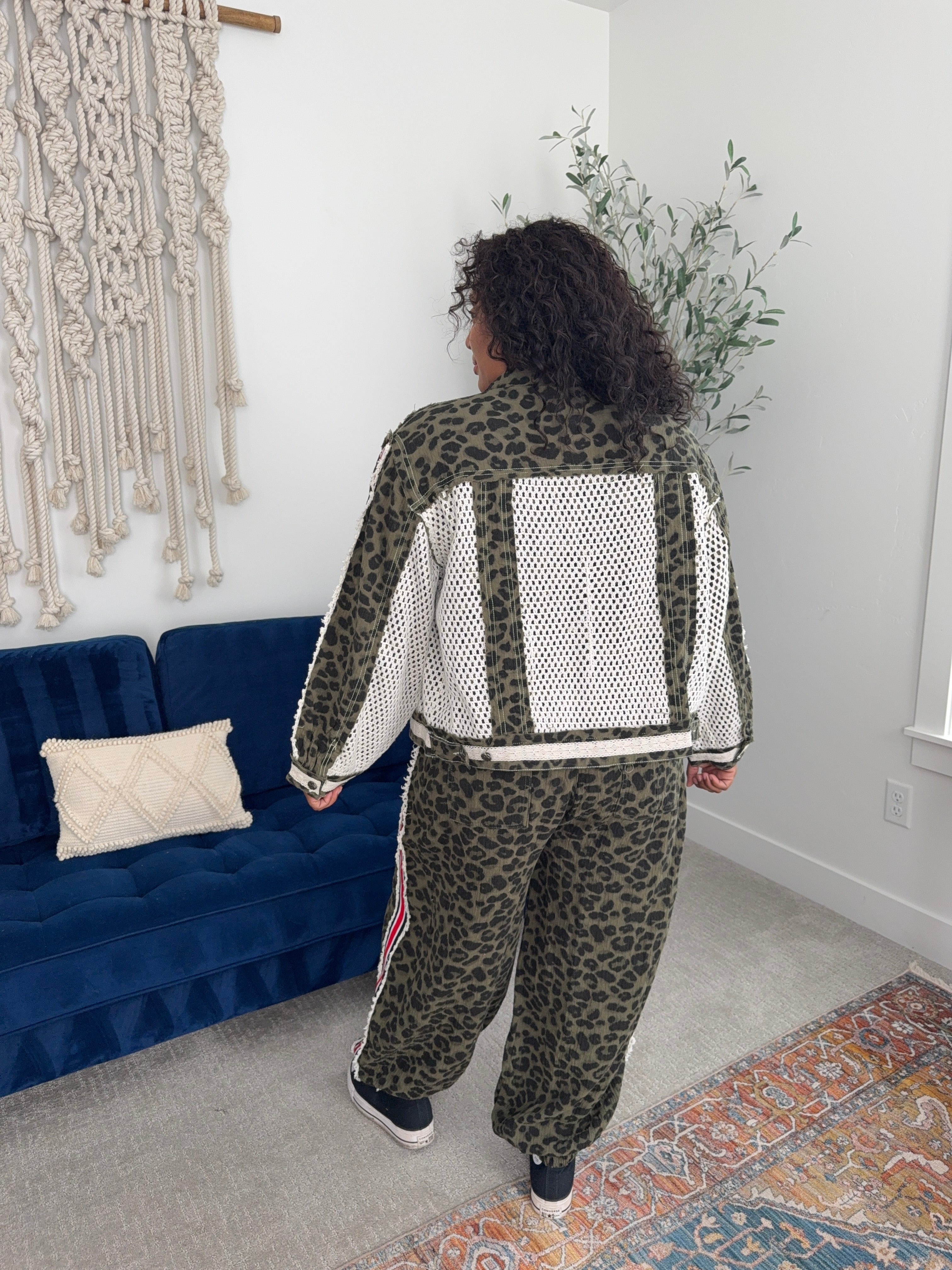 POL Olive Green Crochet Jacket