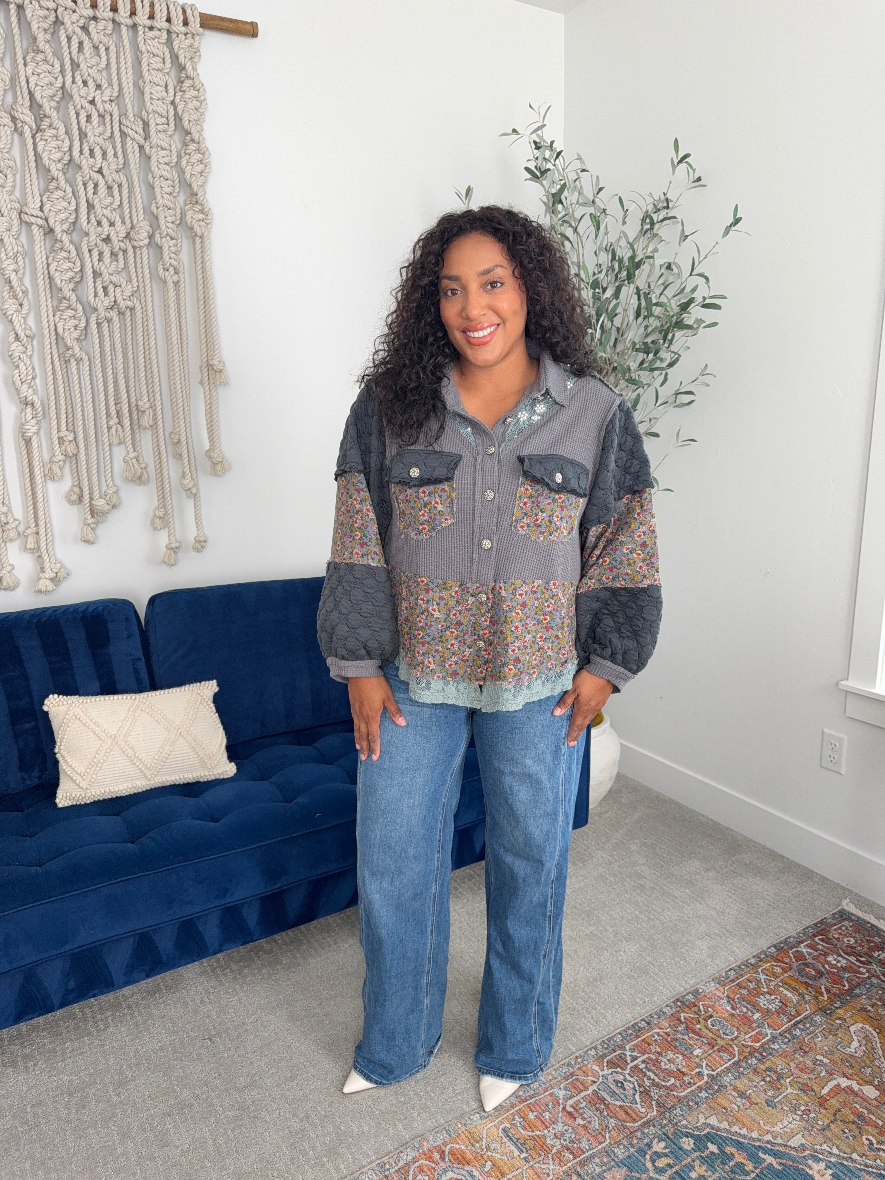 Women's Fall 2025 Boho quilted sweater