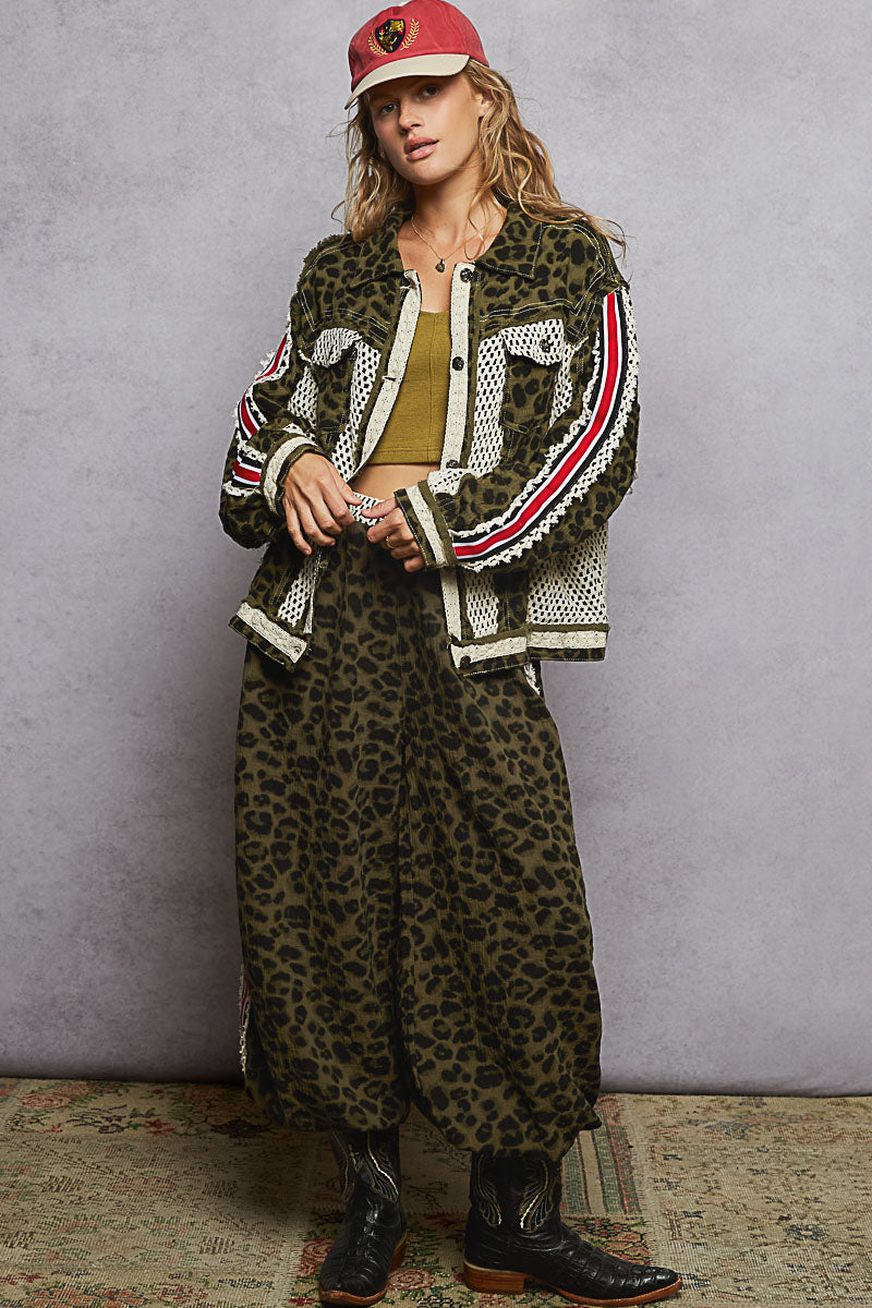 POL Olive Green Crochet Jacket