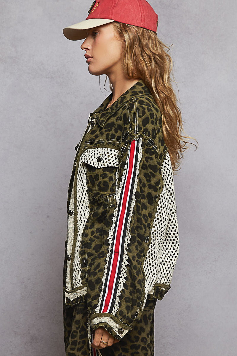 POL Olive Green Crochet Jacket