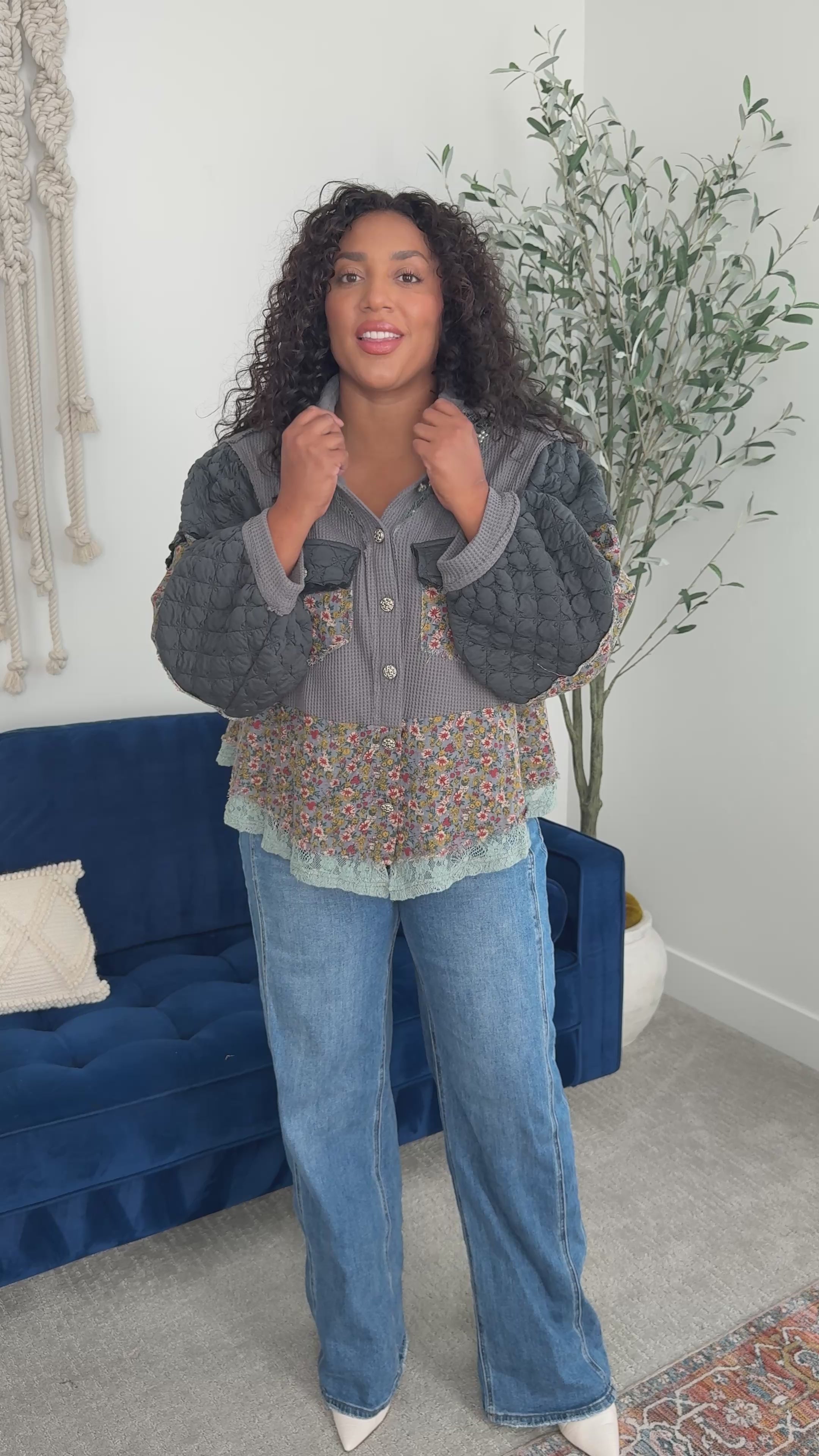 Women's Fall 2025 Boho quilted sweater